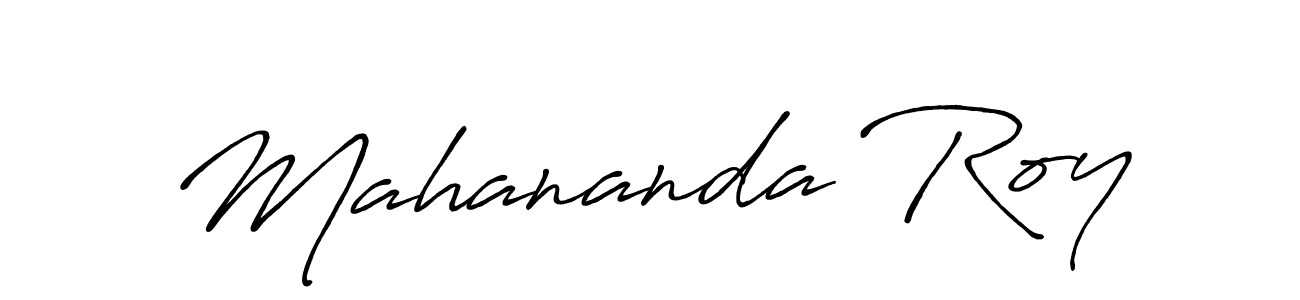 How to make Mahananda Roy name signature. Use Antro_Vectra_Bolder style for creating short signs online. This is the latest handwritten sign. Mahananda Roy signature style 7 images and pictures png