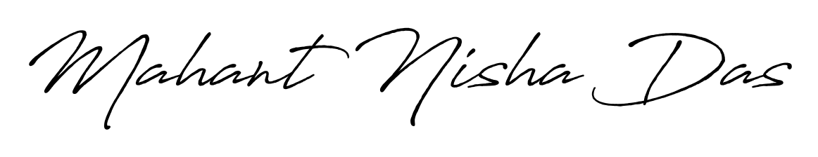The Antro_Vectra_Bolder handwriting style adds charm and authenticity to name Mahant Nisha Das. A wonderful choice for personal thank-you notes. Mahant Nisha Das signature style 7 images and pictures png