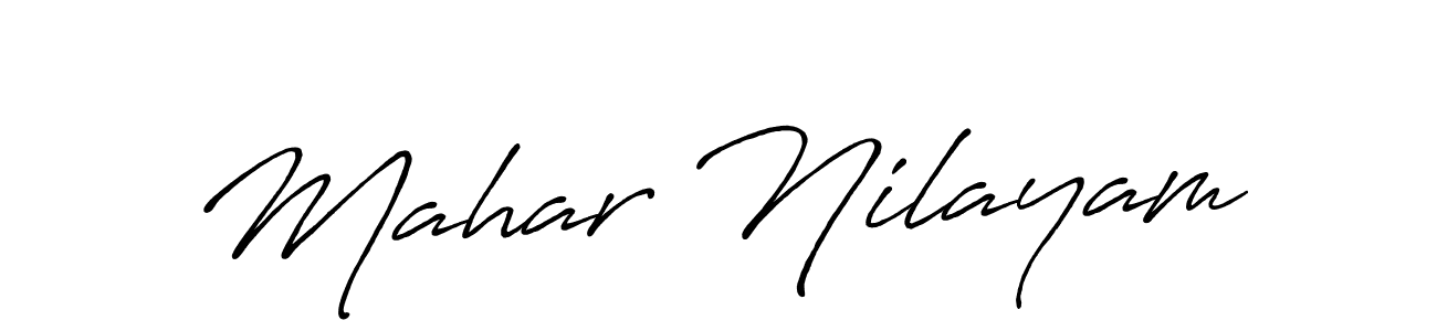 The best way (Antro_Vectra_Bolder) to make a short signature is to pick only two or three words in your name. The name Mahar Nilayam include a total of six letters. For converting this name. Mahar Nilayam signature style 7 images and pictures png