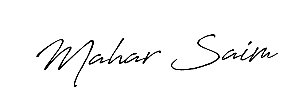 How to make Mahar Saim name signature. Use Antro_Vectra_Bolder style for creating short signs online. This is the latest handwritten sign. Mahar Saim signature style 7 images and pictures png