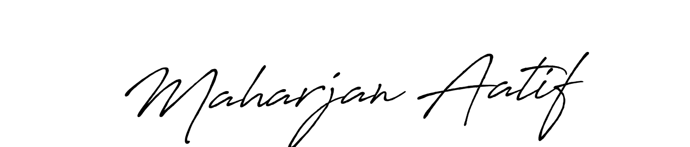 Create a beautiful signature design for name Maharjan Aatif. With this signature (Antro_Vectra_Bolder) fonts, you can make a handwritten signature for free. Maharjan Aatif signature style 7 images and pictures png