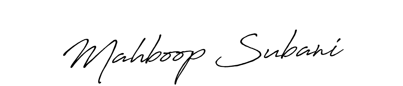 if you are searching for the best signature style for your name Mahboop Subani. so please give up your signature search. here we have designed multiple signature styles  using Antro_Vectra_Bolder. Mahboop Subani signature style 7 images and pictures png