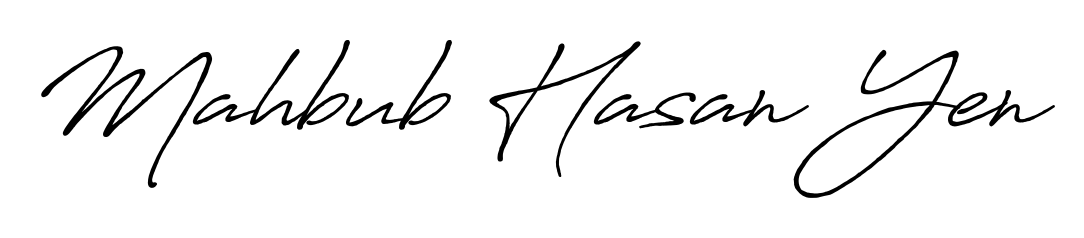 The Antro_Vectra_Bolder font gives name Mahbub Hasan Yen a signature that looks effortless yet distinguished. Download high-res PNG instantly. Mahbub Hasan Yen signature style 7 images and pictures png