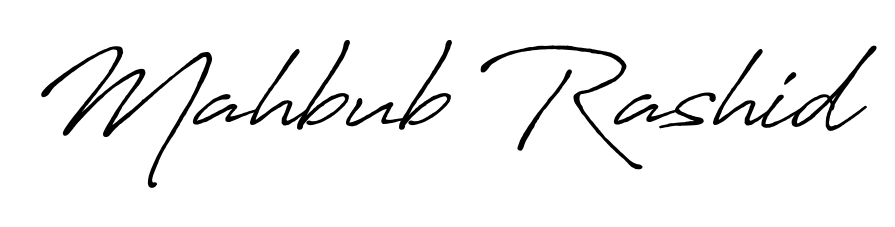 Create your official email sign-off with Mahbub Rashid name in Antro_Vectra_Bolder style. Crisp, clean, and perfectly legible across all screens. Mahbub Rashid signature style 7 images and pictures png