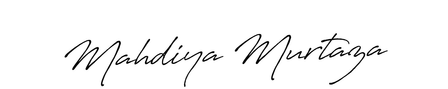 How to make Mahdiya Murtaza name signature. Use Antro_Vectra_Bolder style for creating short signs online. This is the latest handwritten sign. Mahdiya Murtaza signature style 7 images and pictures png
