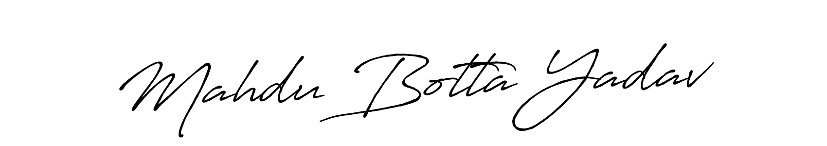 Antro_Vectra_Bolder is a professional signature style that is perfect for those who want to add a touch of class to their signature. It is also a great choice for those who want to make their signature more unique. Get Mahdu Botta Yadav name to fancy signature for free. Mahdu Botta Yadav signature style 7 images and pictures png