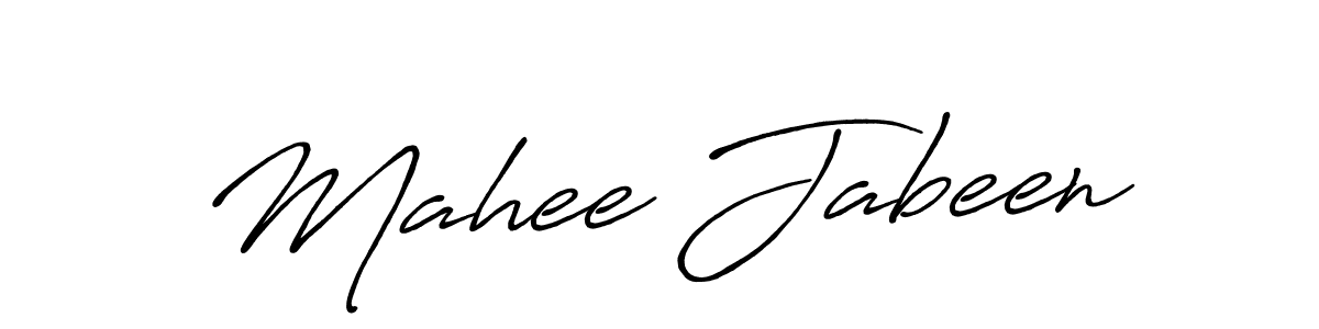 How to make Mahee Jabeen name signature. Use Antro_Vectra_Bolder style for creating short signs online. This is the latest handwritten sign. Mahee Jabeen signature style 7 images and pictures png