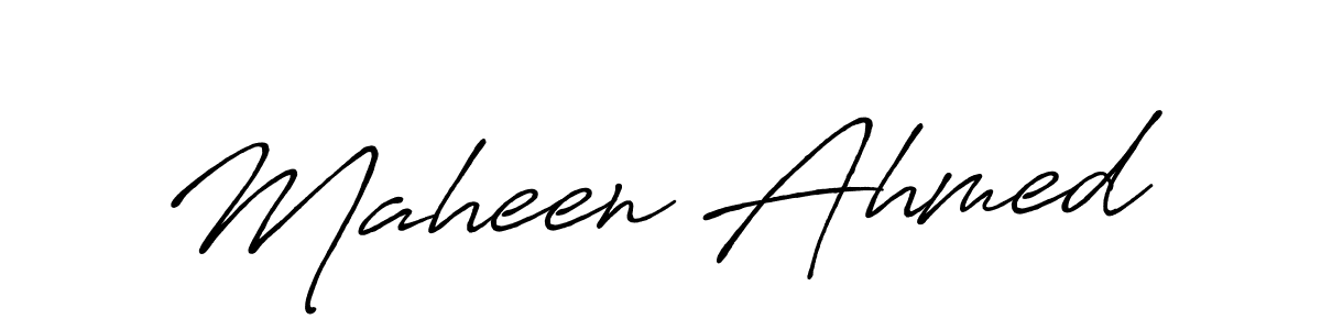 Maheen Ahmed stylish signature style. Best Handwritten Sign (Antro_Vectra_Bolder) for my name. Handwritten Signature Collection Ideas for my name Maheen Ahmed. Maheen Ahmed signature style 7 images and pictures png