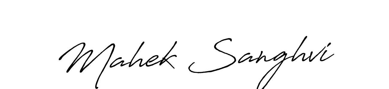 You should practise on your own different ways (Antro_Vectra_Bolder) to write your name (Mahek Sanghvi) in signature. don't let someone else do it for you. Mahek Sanghvi signature style 7 images and pictures png