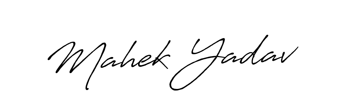 The best way (Antro_Vectra_Bolder) to make a short signature is to pick only two or three words in your name. The name Mahek Yadav include a total of six letters. For converting this name. Mahek Yadav signature style 7 images and pictures png