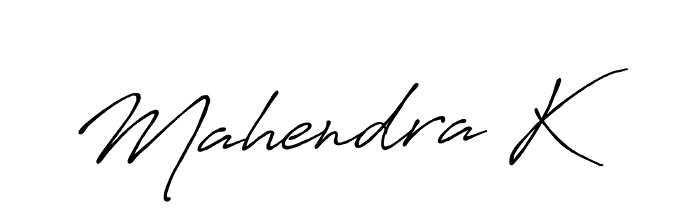 Create a beautiful signature design for name Mahendra K. With this signature (Antro_Vectra_Bolder) fonts, you can make a handwritten signature for free. Mahendra K signature style 7 images and pictures png