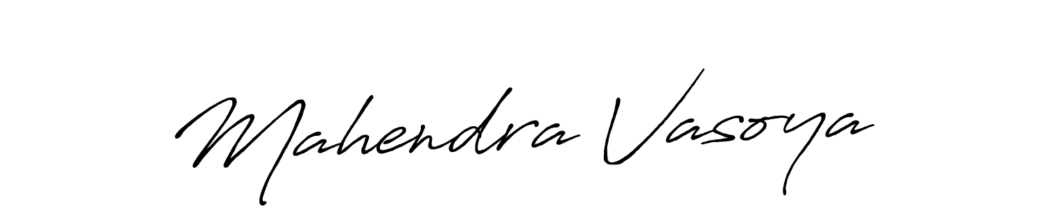 Create a beautiful signature design for name Mahendra Vasoya. With this signature (Antro_Vectra_Bolder) fonts, you can make a handwritten signature for free. Mahendra Vasoya signature style 7 images and pictures png