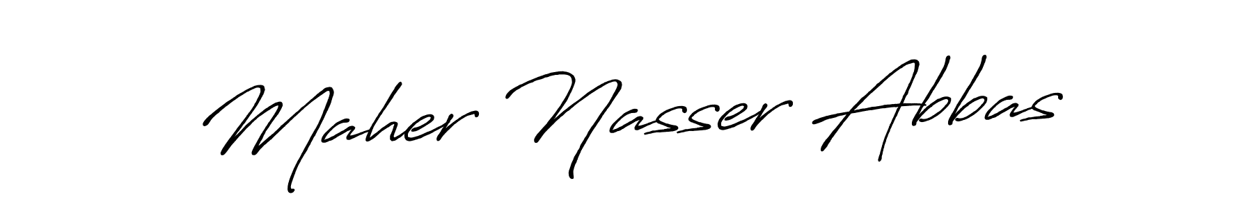How to make Maher Nasser Abbas name signature. Use Antro_Vectra_Bolder style for creating short signs online. This is the latest handwritten sign. Maher Nasser Abbas signature style 7 images and pictures png