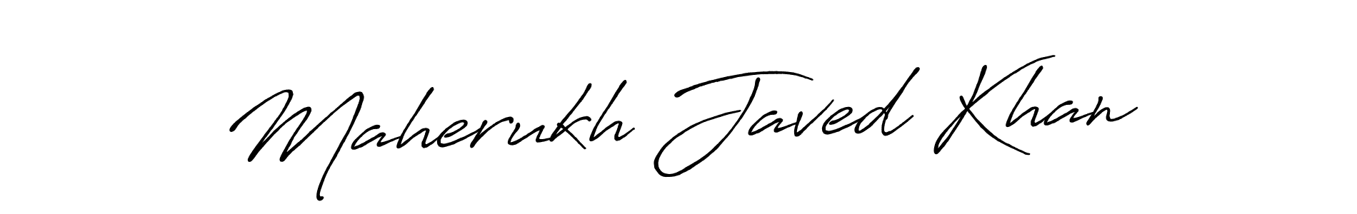 Create a beautiful signature design for name Maherukh Javed Khan. With this signature (Antro_Vectra_Bolder) fonts, you can make a handwritten signature for free. Maherukh Javed Khan signature style 7 images and pictures png