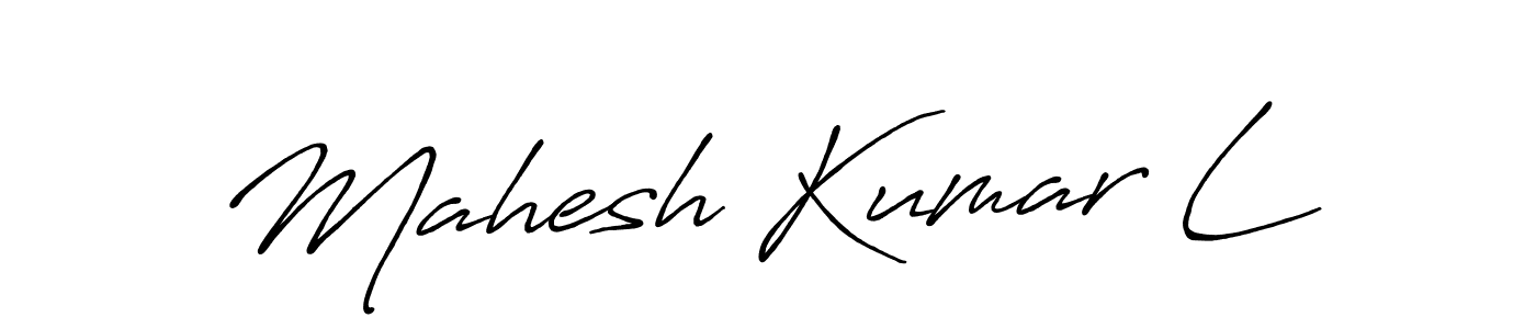 Create a beautiful signature design for name Mahesh Kumar L. With this signature (Antro_Vectra_Bolder) fonts, you can make a handwritten signature for free. Mahesh Kumar L signature style 7 images and pictures png