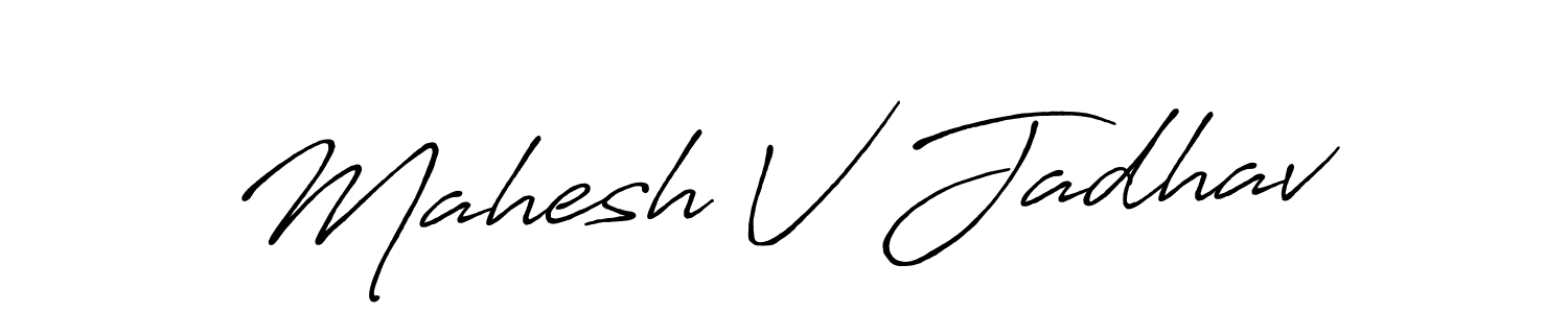 This is the best signature style for the Mahesh V Jadhav name. Also you like these signature font (Antro_Vectra_Bolder). Mix name signature. Mahesh V Jadhav signature style 7 images and pictures png