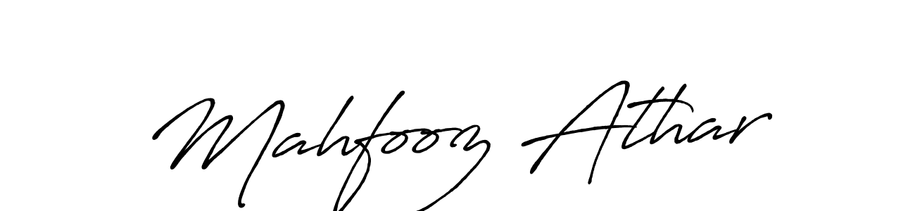 How to make Mahfooz Athar name signature. Use Antro_Vectra_Bolder style for creating short signs online. This is the latest handwritten sign. Mahfooz Athar signature style 7 images and pictures png