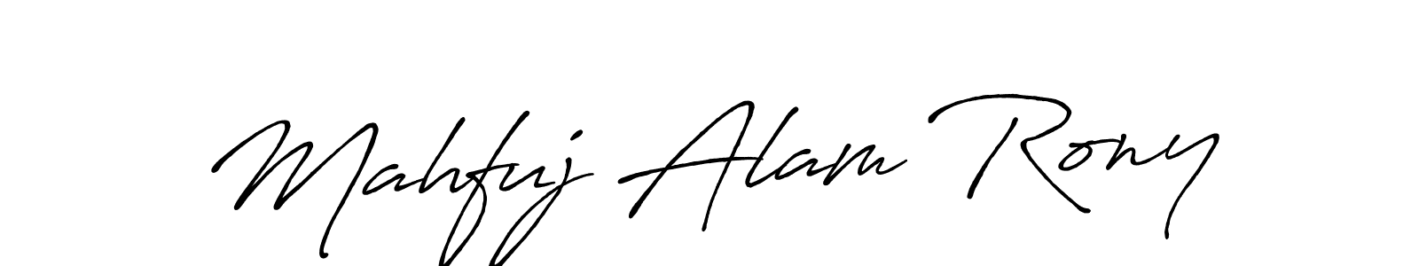 How to make Mahfuj Alam Rony name signature. Use Antro_Vectra_Bolder style for creating short signs online. This is the latest handwritten sign. Mahfuj Alam Rony signature style 7 images and pictures png