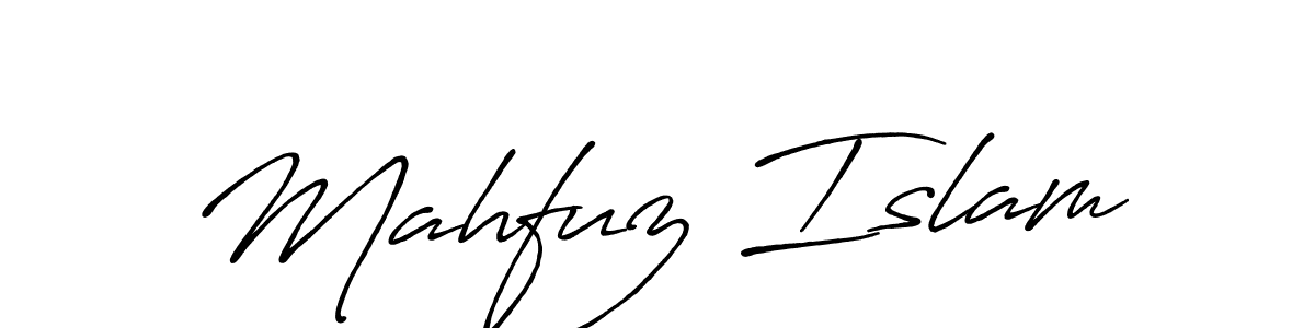 Use a signature maker to create a handwritten signature online. With this signature software, you can design (Antro_Vectra_Bolder) your own signature for name Mahfuz Islam. Mahfuz Islam signature style 7 images and pictures png