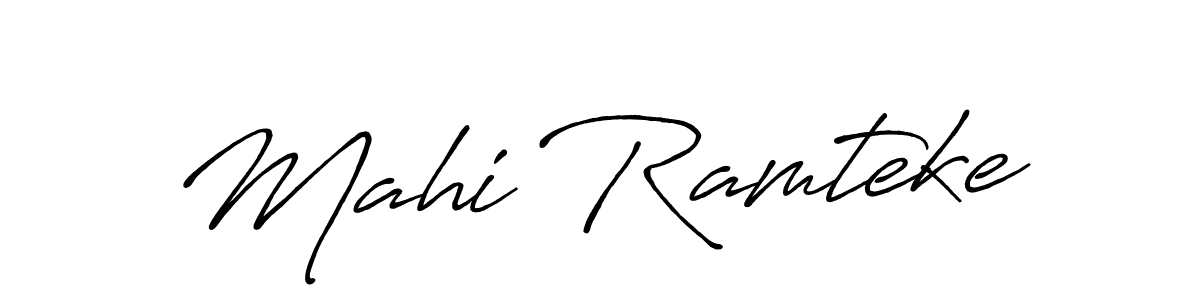 The best way (Antro_Vectra_Bolder) to make a short signature is to pick only two or three words in your name. The name Mahi Ramteke include a total of six letters. For converting this name. Mahi Ramteke signature style 7 images and pictures png