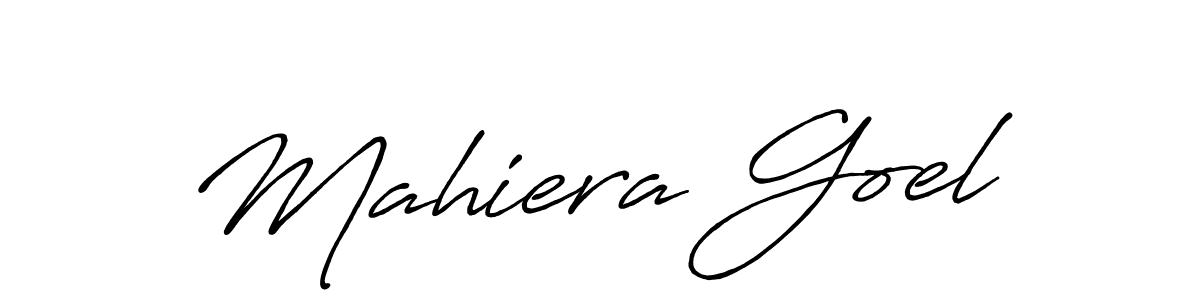 Create a beautiful signature design for name Mahiera Goel. With this signature (Antro_Vectra_Bolder) fonts, you can make a handwritten signature for free. Mahiera Goel signature style 7 images and pictures png