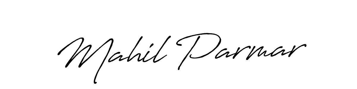 How to make Mahil Parmar name signature. Use Antro_Vectra_Bolder style for creating short signs online. This is the latest handwritten sign. Mahil Parmar signature style 7 images and pictures png