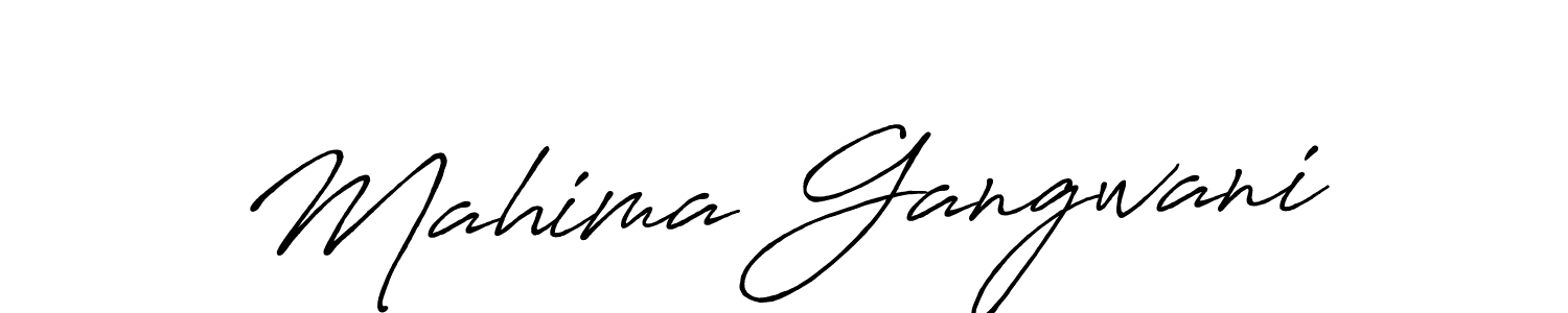 How to make Mahima Gangwani name signature. Use Antro_Vectra_Bolder style for creating short signs online. This is the latest handwritten sign. Mahima Gangwani signature style 7 images and pictures png