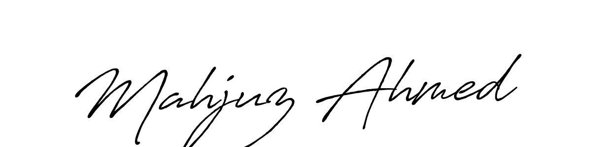 Create a beautiful signature design for name Mahjuz Ahmed. With this signature (Antro_Vectra_Bolder) fonts, you can make a handwritten signature for free. Mahjuz Ahmed signature style 7 images and pictures png