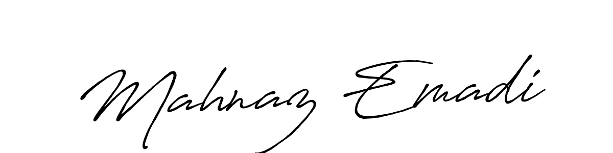 How to make Mahnaz Emadi signature? Antro_Vectra_Bolder is a professional autograph style. Create handwritten signature for Mahnaz Emadi name. Mahnaz Emadi signature style 7 images and pictures png