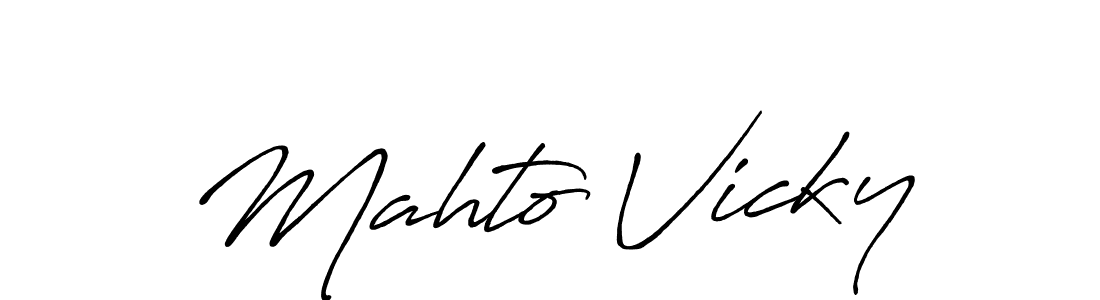 Create a beautiful signature design for name Mahto Vicky. With this signature (Antro_Vectra_Bolder) fonts, you can make a handwritten signature for free. Mahto Vicky signature style 7 images and pictures png