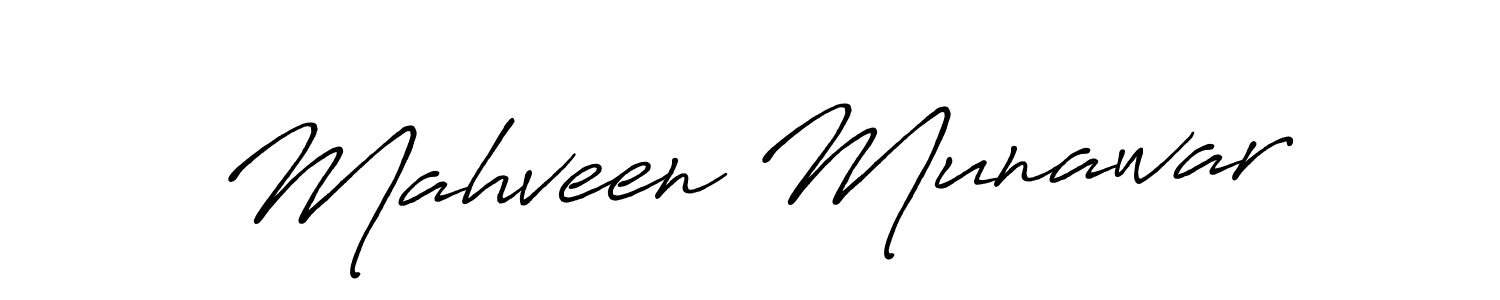 Use a signature maker to create a handwritten signature online. With this signature software, you can design (Antro_Vectra_Bolder) your own signature for name Mahveen Munawar. Mahveen Munawar signature style 7 images and pictures png