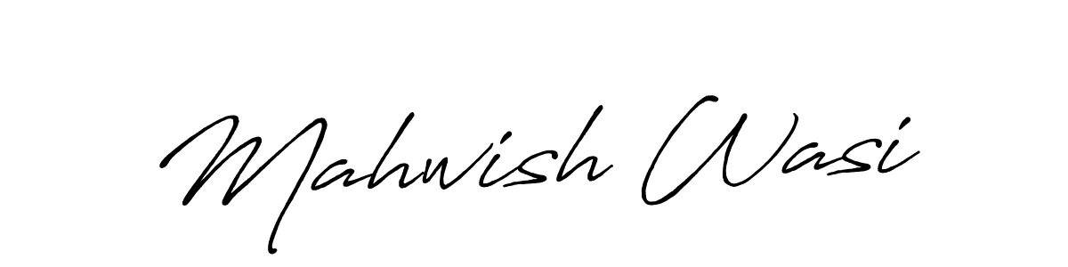 Use a signature maker to create a handwritten signature online. With this signature software, you can design (Antro_Vectra_Bolder) your own signature for name Mahwish Wasi. Mahwish Wasi signature style 7 images and pictures png