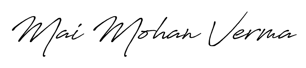 Quickly download Mai Mohan Verma name signature in high-resolution PNG using Antro_Vectra_Bolder style. Ready to insert into PDFs and online applications. Mai Mohan Verma signature style 7 images and pictures png