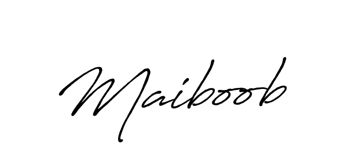 Use a signature maker to create a handwritten signature online. With this signature software, you can design (Antro_Vectra_Bolder) your own signature for name Maiboob. Maiboob signature style 7 images and pictures png