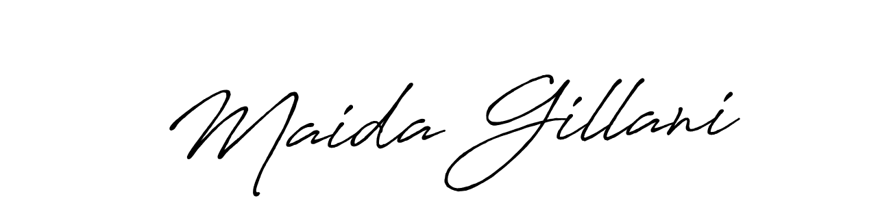 Maida Gillani stylish signature style. Best Handwritten Sign (Antro_Vectra_Bolder) for my name. Handwritten Signature Collection Ideas for my name Maida Gillani. Maida Gillani signature style 7 images and pictures png