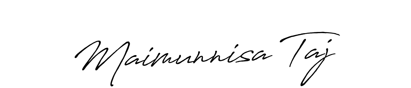 How to make Maimunnisa Taj name signature. Use Antro_Vectra_Bolder style for creating short signs online. This is the latest handwritten sign. Maimunnisa Taj signature style 7 images and pictures png