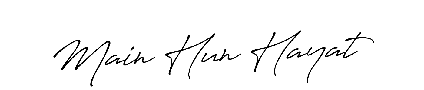 The best way (Antro_Vectra_Bolder) to make a short signature is to pick only two or three words in your name. The name Main Hun Hayat include a total of six letters. For converting this name. Main Hun Hayat signature style 7 images and pictures png