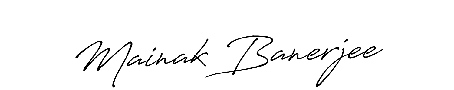 Make a beautiful signature design for name Mainak Banerjee. With this signature (Antro_Vectra_Bolder) style, you can create a handwritten signature for free. Mainak Banerjee signature style 7 images and pictures png