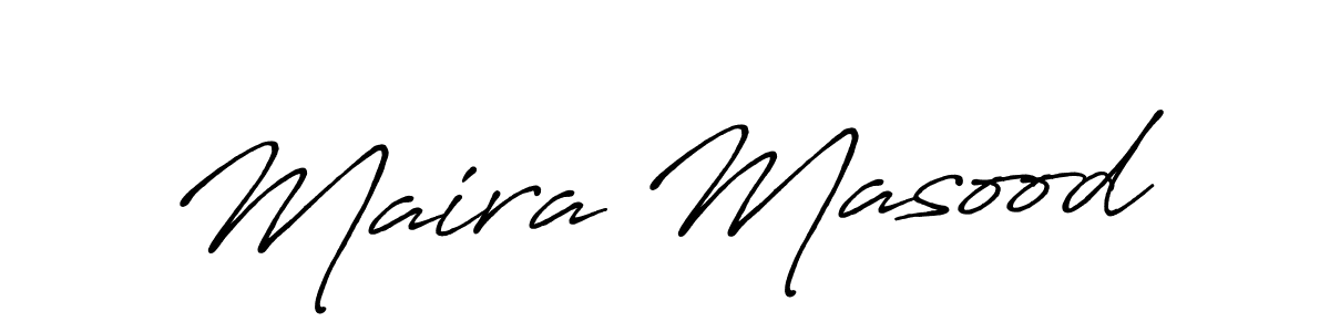 How to make Maira Masood name signature. Use Antro_Vectra_Bolder style for creating short signs online. This is the latest handwritten sign. Maira Masood signature style 7 images and pictures png