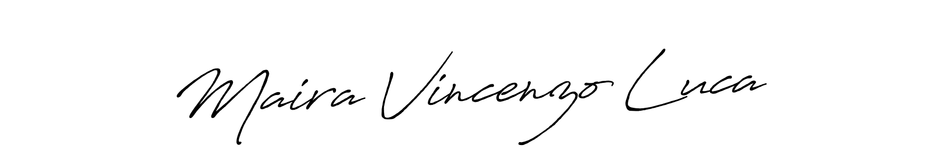 Make a beautiful signature design for name Maira Vincenzo Luca. With this signature (Antro_Vectra_Bolder) style, you can create a handwritten signature for free. Maira Vincenzo Luca signature style 7 images and pictures png