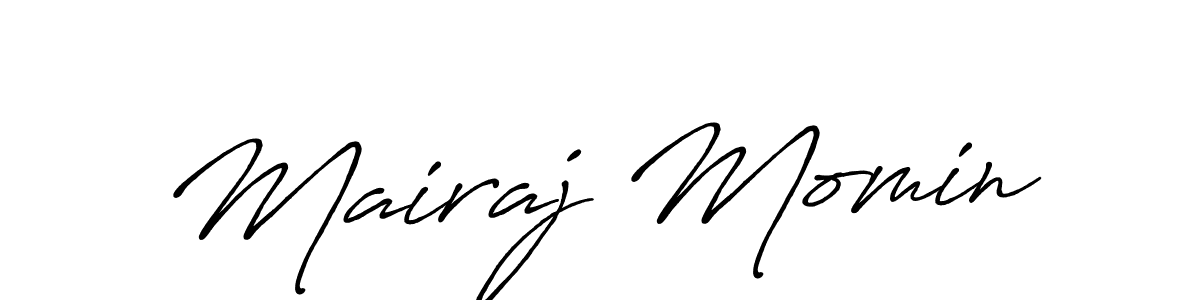 The best way (Antro_Vectra_Bolder) to make a short signature is to pick only two or three words in your name. The name Mairaj Momin include a total of six letters. For converting this name. Mairaj Momin signature style 7 images and pictures png