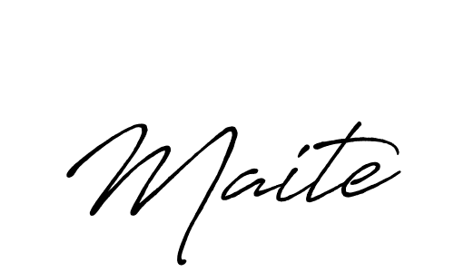 How to make Maite name signature. Use Antro_Vectra_Bolder style for creating short signs online. This is the latest handwritten sign. Maite signature style 7 images and pictures png