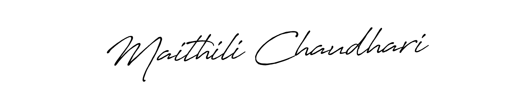 How to make Maithili Chaudhari name signature. Use Antro_Vectra_Bolder style for creating short signs online. This is the latest handwritten sign. Maithili Chaudhari signature style 7 images and pictures png