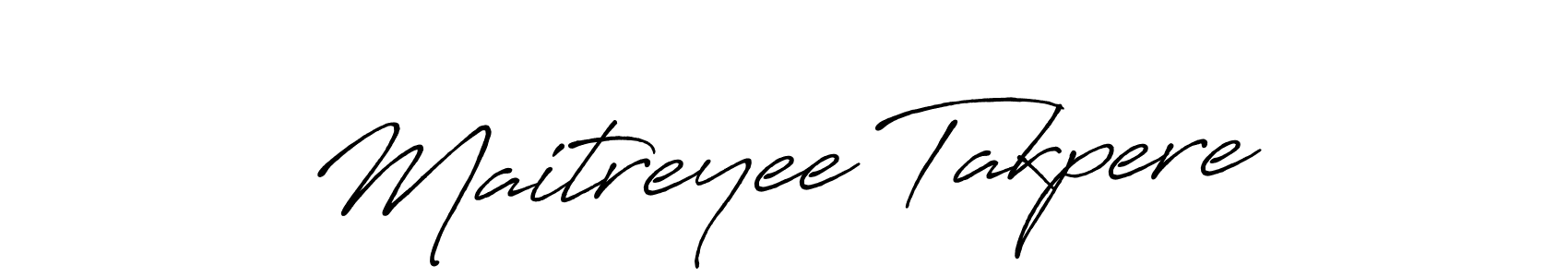 How to make Maitreyee Takpere name signature. Use Antro_Vectra_Bolder style for creating short signs online. This is the latest handwritten sign. Maitreyee Takpere signature style 7 images and pictures png