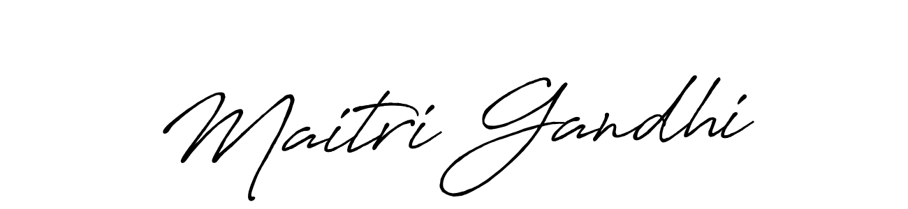 Make a beautiful signature design for name Maitri Gandhi. With this signature (Antro_Vectra_Bolder) style, you can create a handwritten signature for free. Maitri Gandhi signature style 7 images and pictures png