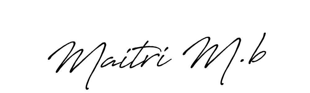 How to make Maitri M.b name signature. Use Antro_Vectra_Bolder style for creating short signs online. This is the latest handwritten sign. Maitri M.b signature style 7 images and pictures png