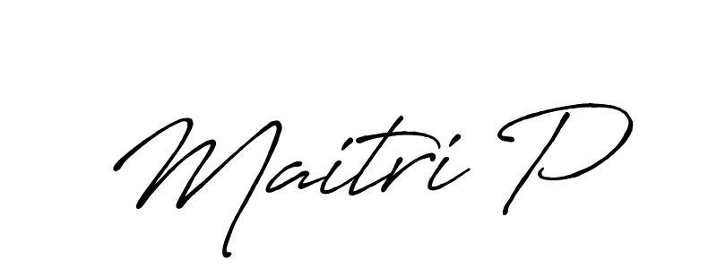 It looks lik you need a new signature style for name Maitri P. Design unique handwritten (Antro_Vectra_Bolder) signature with our free signature maker in just a few clicks. Maitri P signature style 7 images and pictures png