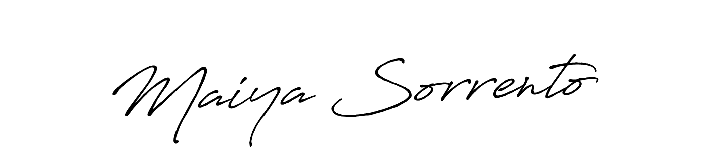 if you are searching for the best signature style for your name Maiya Sorrento. so please give up your signature search. here we have designed multiple signature styles  using Antro_Vectra_Bolder. Maiya Sorrento signature style 7 images and pictures png