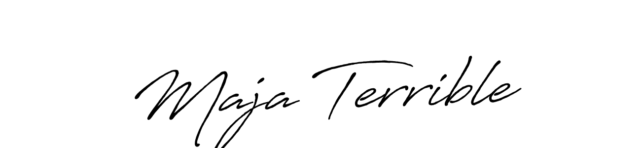 How to make Maja Terrible name signature. Use Antro_Vectra_Bolder style for creating short signs online. This is the latest handwritten sign. Maja Terrible signature style 7 images and pictures png
