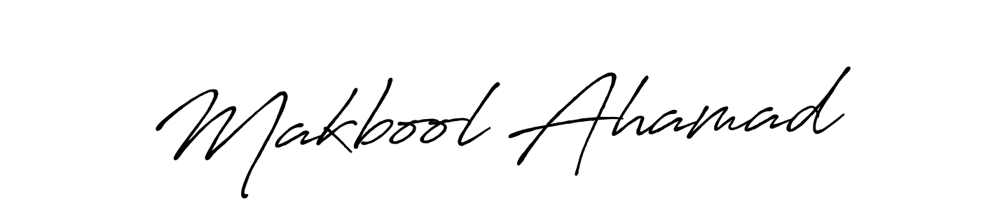 How to make Makbool Ahamad name signature. Use Antro_Vectra_Bolder style for creating short signs online. This is the latest handwritten sign. Makbool Ahamad signature style 7 images and pictures png